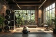 This photo showcases a gym filled with a wide variety of exercise equipment, providing numerous options for a diverse workout, A modern day gym with vintage inspired details, AI Generated