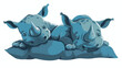Vector cute baby rhino cartoon hug pillow flat vector