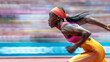Sprinter in explosive start at the Olympics.