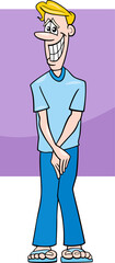 Wall Mural - surprised or ashamed cartoon young man comic character