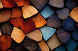 Wooden background from a pile of chopped firewood in different colors. Generative Ai