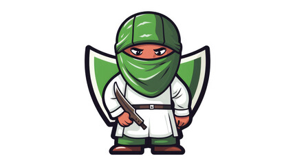 Character mascot logo. arabian man carry sword in style. arab character vector illustration