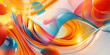 Bright and colorful abstract 3D art with swirling shapes and glossy textures
