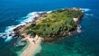 Aerial view of blue beach island. Drone view of the beaches of Sri Lanka. High quality photo