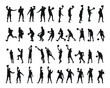 © Mar - Silhouettes of basketball players, weight lifters in training, isolated vector