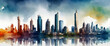 for advertisement and banner as City Skylines Showcase the architectural marvels of modern cityscapes. in Fresh Landscape theme ,Full depth of field, high quality ,include copy space on left, No noise