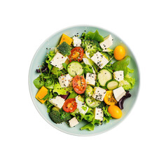 Wall Mural - Bowl of salad with cucumbers, tomatoes, and cheese