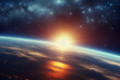 © Zbits - vista del planeta tierra desde el espacio con el sol en el horizonte