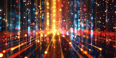 Poster - abstraction of futuristic technologies in red shades, background, template, wallpaper.