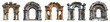 Ancient roman arch set PNG. Ancient Greek arch of triumph PNG. Ancient Greek architecture including he Doric order, the Ionic order, and the Corinthian order PNG