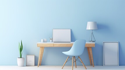 Poster - minimalist interior design blue