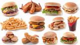 Fototapeta  - Fast food collection isolated on white background