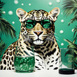 leopard with green coktails