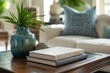 Elegant Home Decor with Plant and Books on Coffee Table