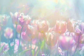  Spring's Gentle Palette: A Lush Array of Colorful Tulips in Bloom Generative AI