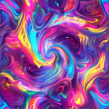 A Bright Psychedelic Pattern Saturated With Energy, A Kaleidoscope Of Bright Colors - Neon Pink, Bright Blue, Bright Purple And Bright Yellow - All This Is A Symphony Of Color 
