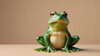 a frog on a beige background. the space is textual. copy space. for postcards ,posters