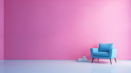 Poster - minimalist blue pink background