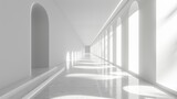 Fototapeta Do przedpokoju - White clean empty architecture interior space room, hall. Contemporary minimalistic interior design. 3d rendering