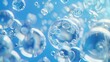 3D render, abstract blue background with air bubbles, glass ball wallpaper