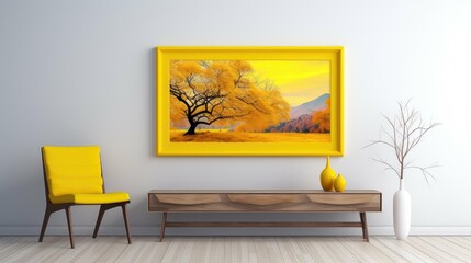 Wall Mural - wall yellow frame