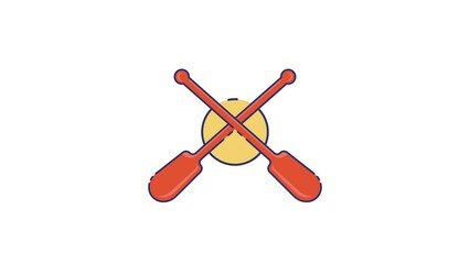 Wall Mural - paddle icon animation video for nautical element set, rowing isolated sign motion graphic design