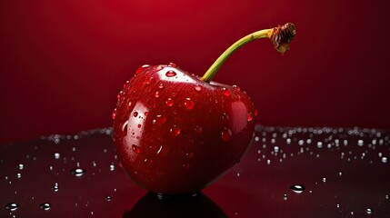 Sticker - vibrant red cherry background