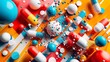 A colorful background with many pills and capsules on it, AI