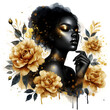 black woman with flower