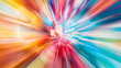 Abstract surface of radial blur zoom in blue, pink, green and orange tones. Blurred multicolored background with radial, diverging, converging lines ,Bands of color receding to a small point