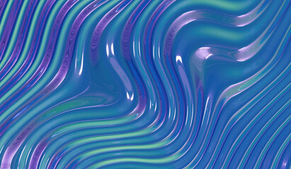 Wall Mural - abstract halographic background. waves of purple, pink flowers. realistic 3d render.