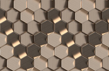 Hexagonal 3D Pattern With Futuristic Metallic Texture