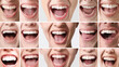 People showing white teeth on white background collage