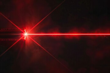 Wall Mural - red laser beam light effect on black background