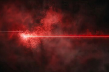 Wall Mural - red laser beam light effect on black background