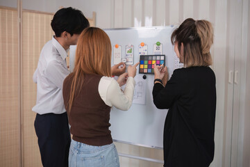 a team of software developers brainstormed to design a smartphone application by planning on a white