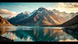 Idyllic Lake with Mountain Backdrop - Stunning Landscape Stock Photo