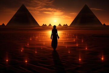 Shadows of the pyramids at sunset.