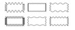 © Umar - Zigzag edge rectangle shapes collection. Jagged sticker or stamp set with wavy edges. Picture or photo frames, empty text boxes, tags or labels scrapbook wavy elements. Vector graphic illustration