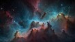 Vibrant cosmic clouds in a starry sky