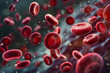 Abstract 3D illustration of blood cells. Background for banner of laboratories, medicine, and science.