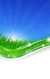 Fototapeta  - fresh blue and green spring poster