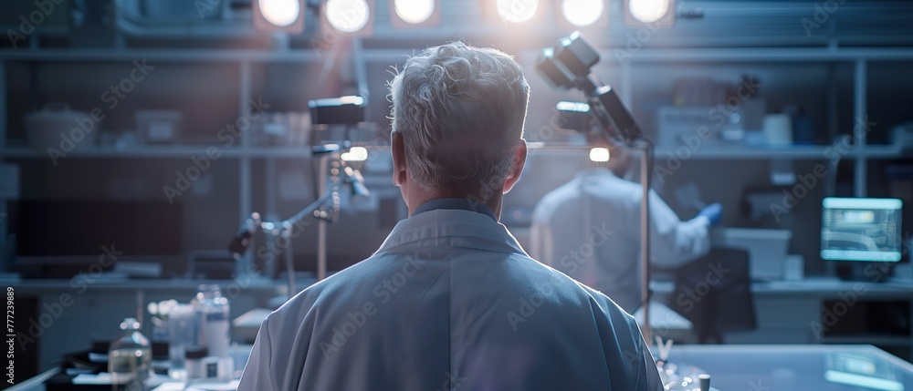 Human Clone, White Lab Coat, Ethical Dilemma, A scientist examining the ...