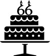 66 numbering birthday cake icon
