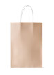 Kraft Paper shopping bag Mockup. Packaging with rope handles for supermarket or grocery store. Branding Design isolated on white transparent background. Vector illustration.