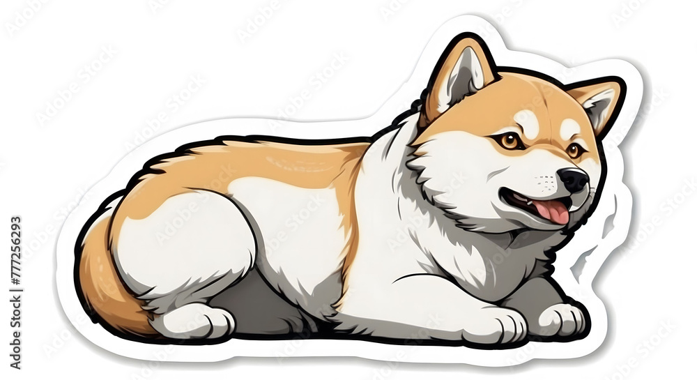 Happy dog face isolated on white background. Smiling puppy sticker ...