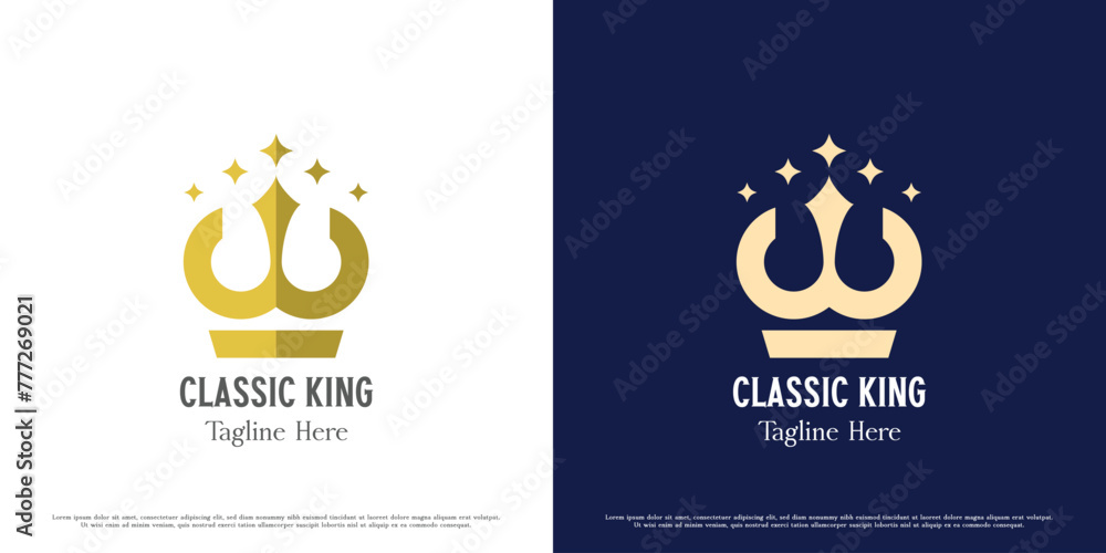 Royal king crown logo design illustration. Simple flat silhouette crown ...