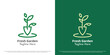 Shovel leaf plant logo design illustration. Linear tree foliage park garden green evergreen bio land lawn  fresh seed petal grow foliage. Simple minimal minimalist modern abstract nature icon symbol.