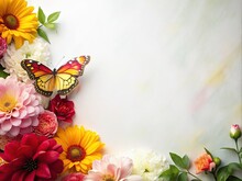 Butterflies And Flowers Generative Ai