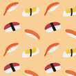 Vector  sushi and rolls seamless pattern. Used for decorative print, wrapping paper, menu, wallpaper and fabric